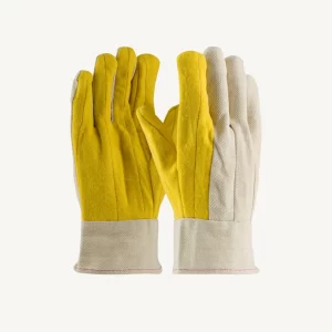 Yellow coloured Hot Mill Gloves With Canvas Cuff Chore