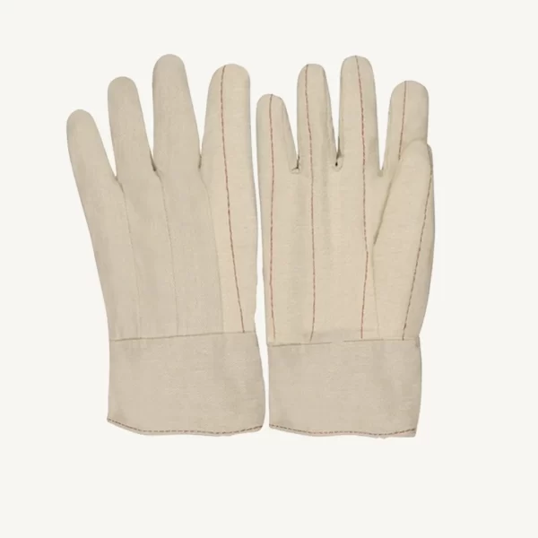 white coloured Hot Mill Gloves With Canvas Cuff Chore