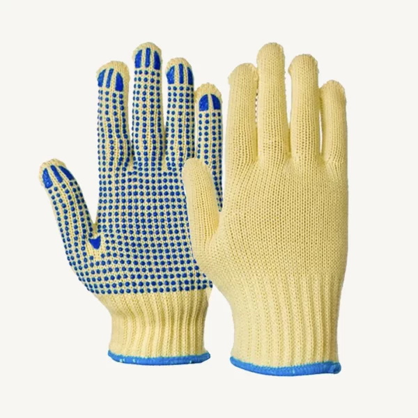 blue and yellow coloured Cut Resistant Kevlar Knit Cotton Work Gloves
