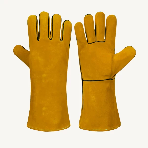 Cowhide Split Leather Welding Gloves With Piping