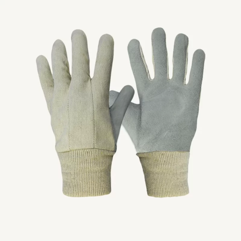 Cowhide Split Leather Gloves with Canvas Back