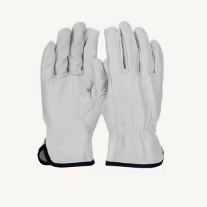 Grey Leather Driving Gloves