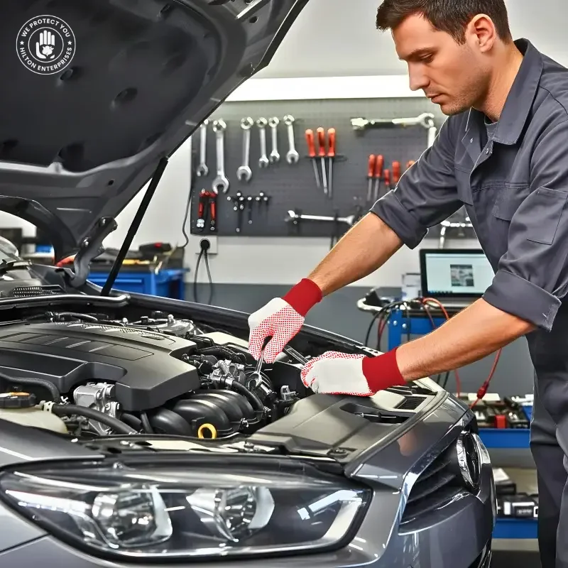 Drill Fabric Gloves (Red Dots)