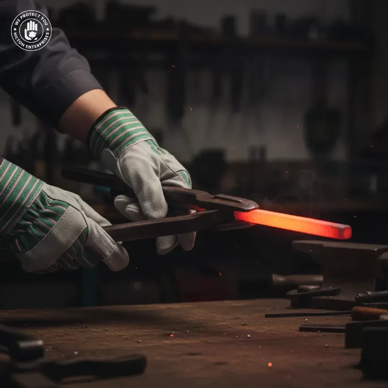 Single Palm Canvas Back Glove (Green & Grey)