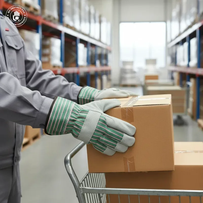 Single Palm Canvas Back Glove (Green & Grey)