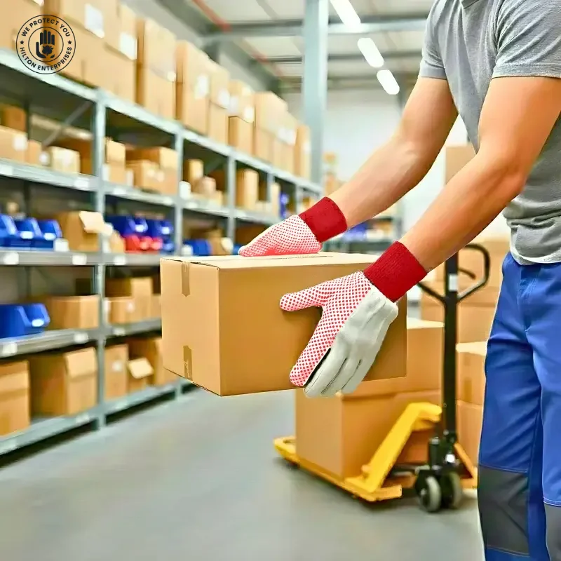 Drill Fabric Gloves (Red Dots)