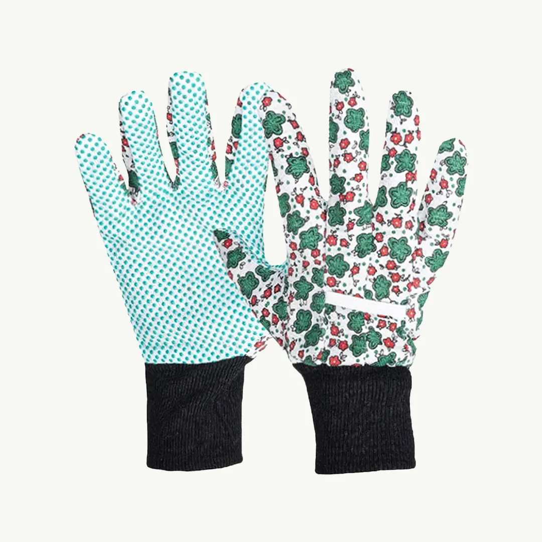 Floral Gardening Gloves (Teal/Mint Green dotted)