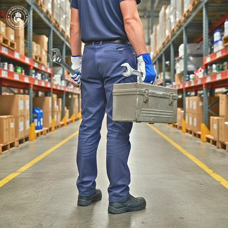 Grain Leather Assembling Gloves (Blue)