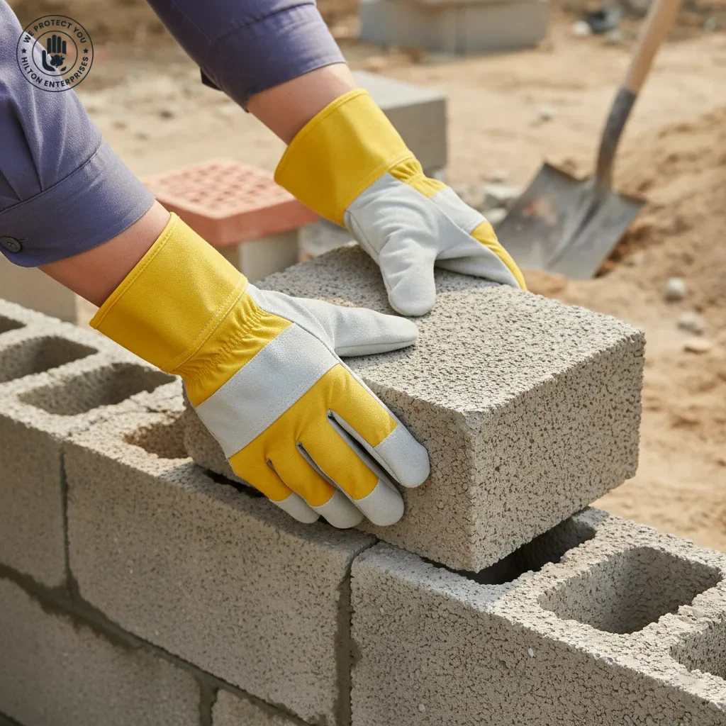 Single Palm Canvas Back Glove (Yellow & Grey)