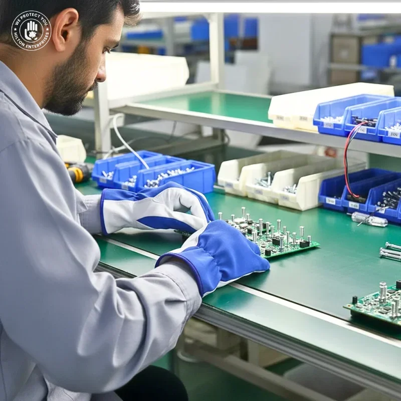 Grain Leather Assembling Gloves (Blue)