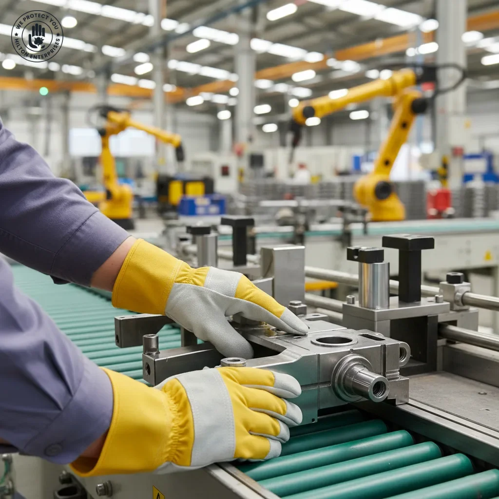 Single Palm Canvas Back Glove (Yellow & Grey)