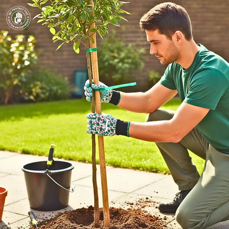 Floral Gardening Gloves (Teal/Mint Green dotted)