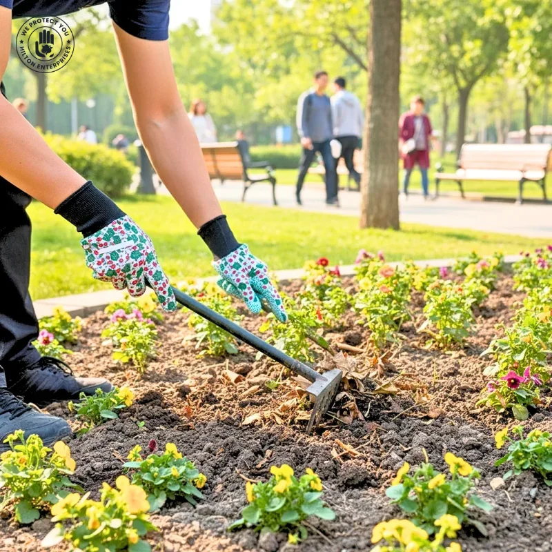 Floral Gardening Gloves (Teal/Mint Green dotted)