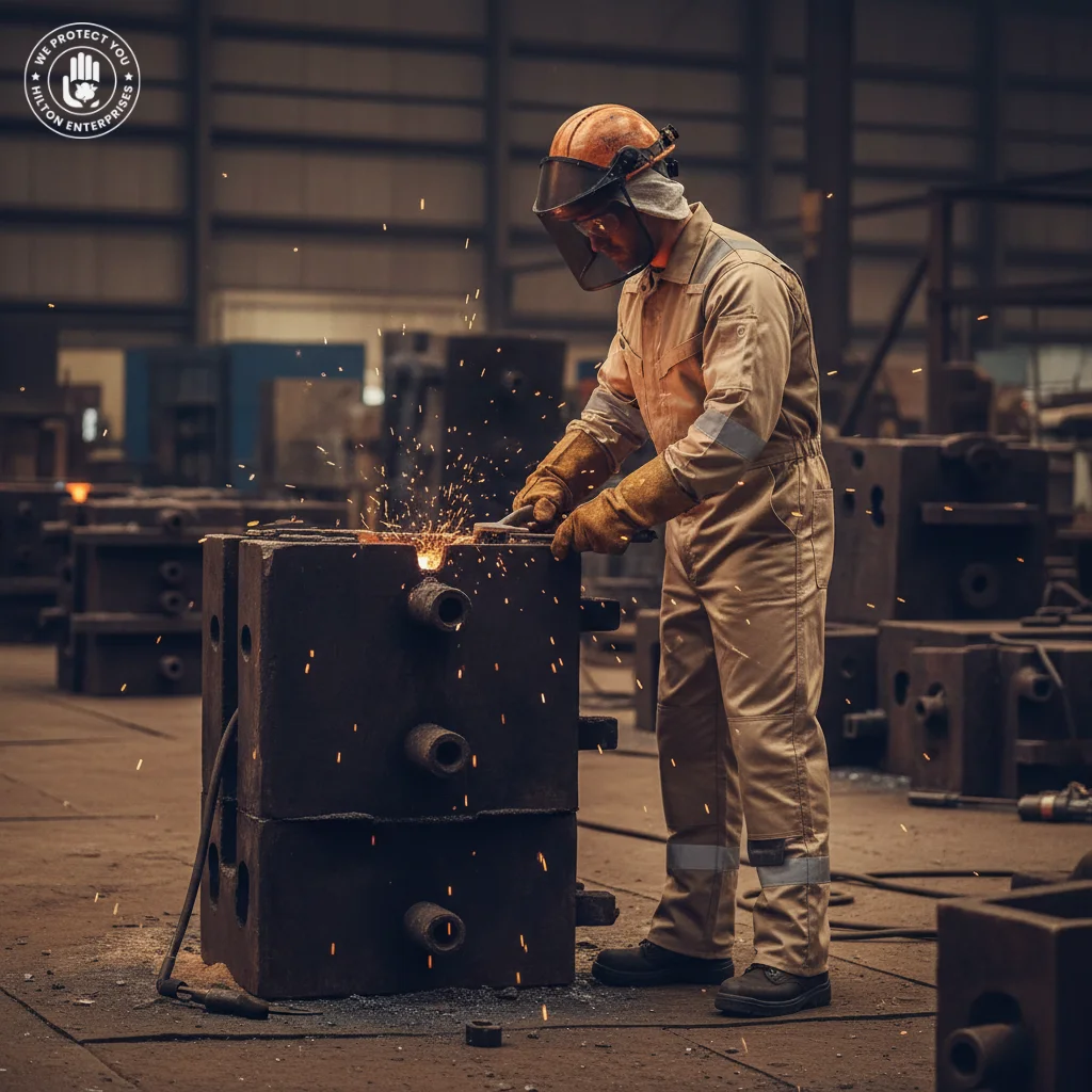 Flame Resistant Coveralls with Reflective Khaki