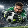 Professional goalkeeper making a diving save wearing the best goalkeeper gloves in 2026