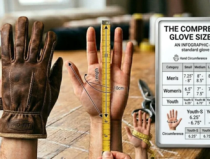 Man measuring hand circumference for glove sizing.