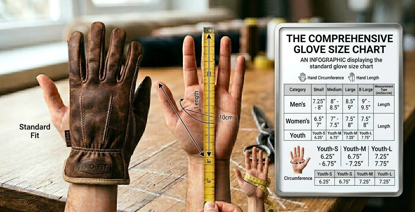 Man measuring hand circumference for glove sizing.