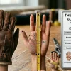 Man measuring hand circumference for glove sizing.
