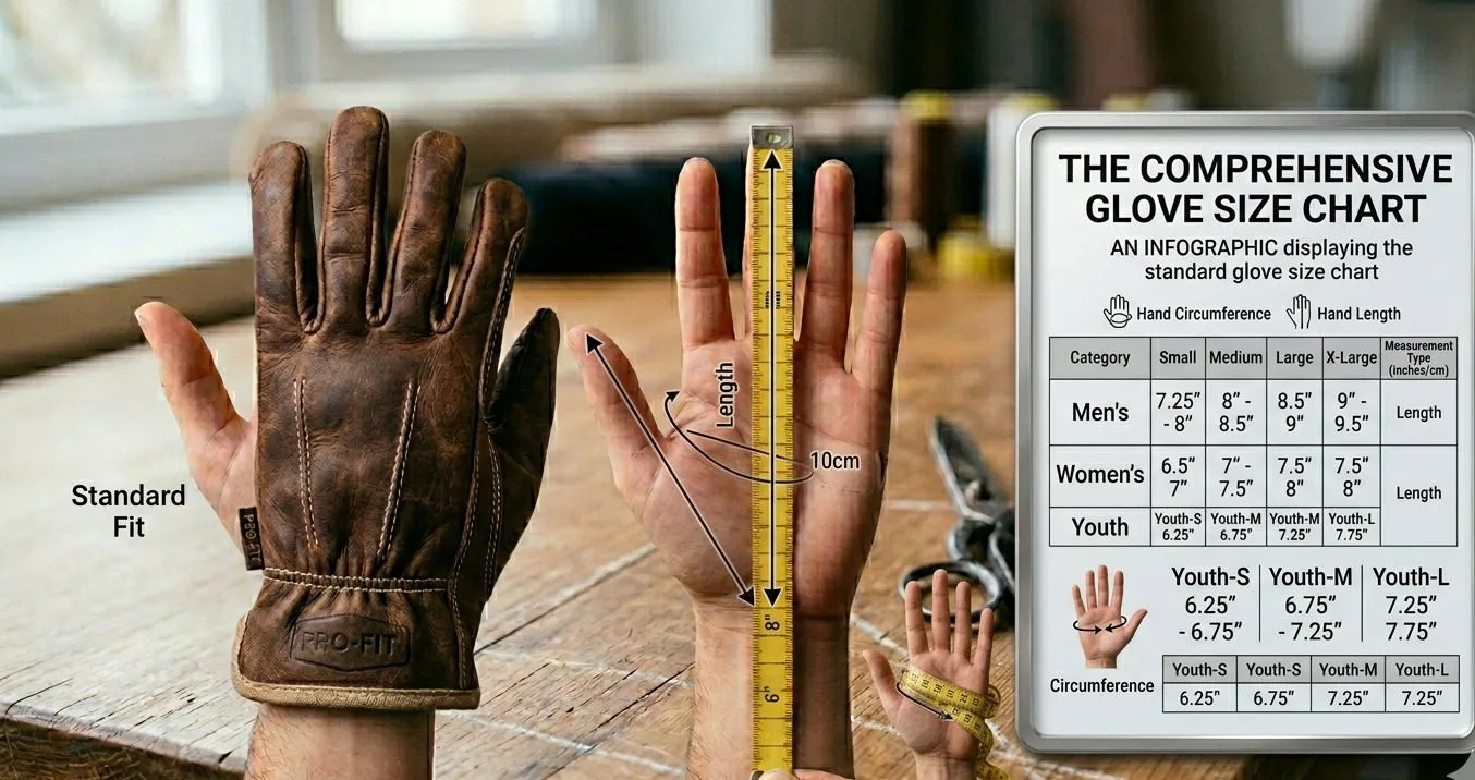 Man measuring hand circumference for glove sizing.