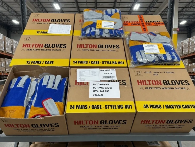 Bulk welding gloves in industrial packaging for B2B buyers