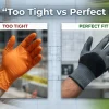 Importance of glove size – comparison of too tight vs perfectly fitted work gloves on hands